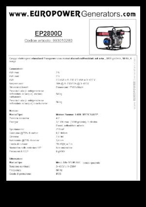 Groupes électrogènes à diesel Europower EP2800D (MA)