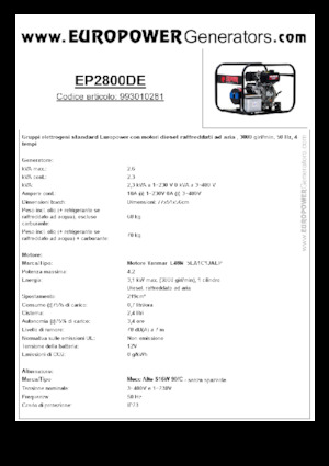 Groupes électrogènes à diesel Europower EP2800DE (MA)