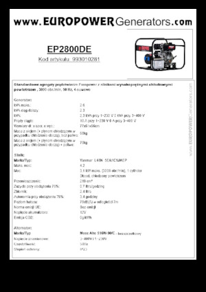 Groupes électrogènes à diesel Europower EP2800DE (MA)