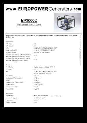 Groupes électrogènes à diesel Europower EP3000D (MA)