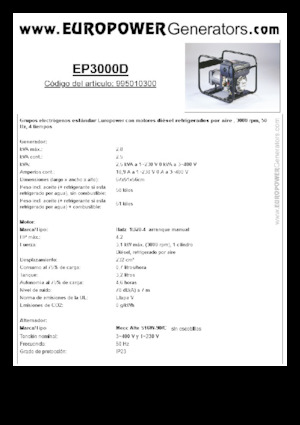 Groupes électrogènes à diesel Europower EP3000D (MA)