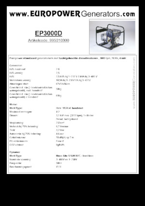 Groupes électrogènes à diesel Europower EP3000D (MA)