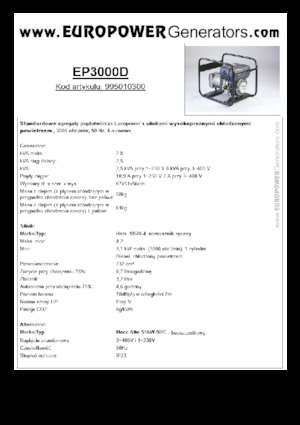 Groupes électrogènes à diesel Europower EP3000D (MA)