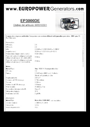 Groupes électrogènes à diesel Europower EP3000DE (MA)