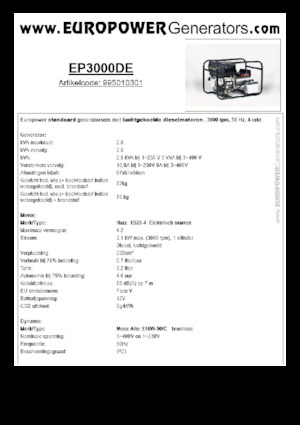 Groupes électrogènes à diesel Europower EP3000DE (MA)
