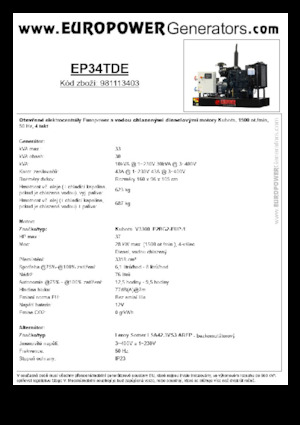 Groupes électrogènes à diesel Europower EP34TDE (LS)