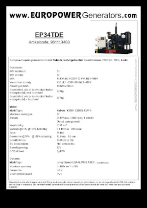 Groupes électrogènes à diesel Europower EP34TDE (LS)
