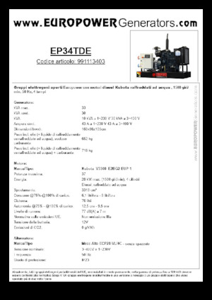 Groupes électrogènes à diesel Europower EP34TDE (MA)