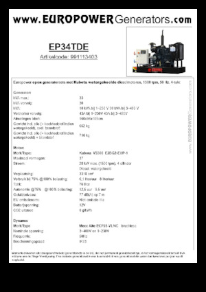 Groupes électrogènes à diesel Europower EP34TDE (MA)