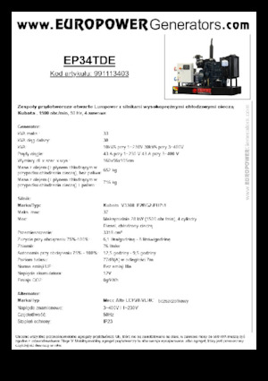 Groupes électrogènes à diesel Europower EP34TDE (MA)