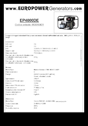 Groupes électrogènes à diesel Europower EP4000DE (S)