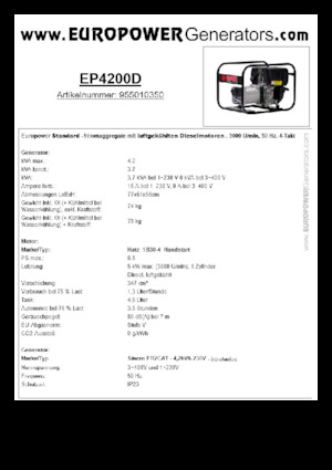 Groupes électrogènes à diesel Europower EP4200D (S)
