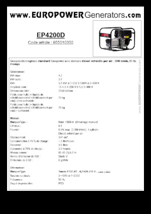 Groupes électrogènes à diesel Europower EP4200D (S)