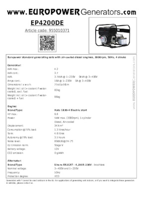 Groupes électrogènes à diesel Europower EP4200DE (S)