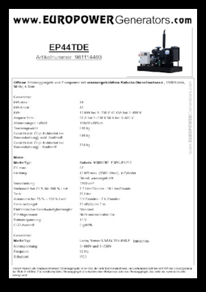 Groupes électrogènes à diesel Europower EP44TDE (LS)
