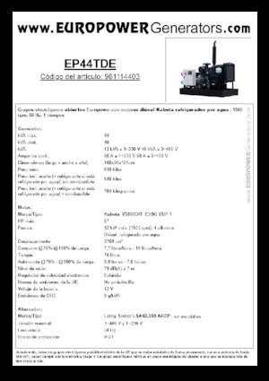 Groupes électrogènes à diesel Europower EP44TDE (LS)