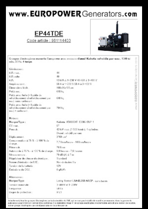Groupes électrogènes à diesel Europower EP44TDE (LS)