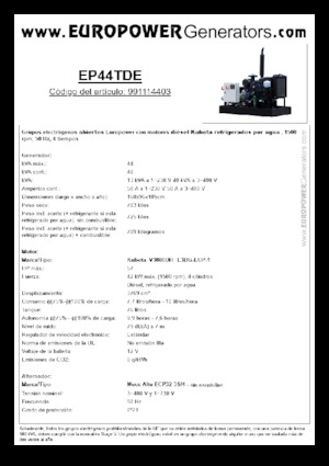 Groupes électrogènes à diesel Europower EP44TDE (MA)