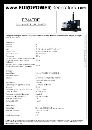 Groupes électrogènes à diesel Europower EP44TDE (MA)