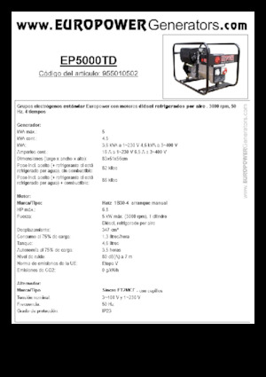 Groupes électrogènes à diesel Europower EP5000TD (S)