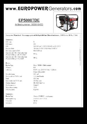 Groupes électrogènes à diesel Europower EP5000TDE (S)