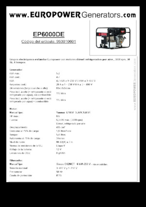 Groupes électrogènes à diesel Europower EP6000DE (S)