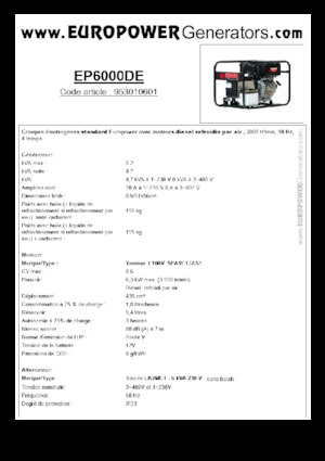 Groupes électrogènes à diesel Europower EP6000DE (S)
