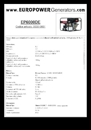Groupes électrogènes à diesel Europower EP6000DE (S)