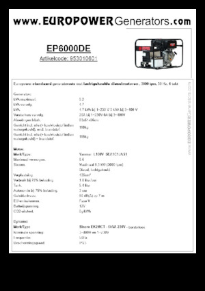 Groupes électrogènes à diesel Europower EP6000DE (S)