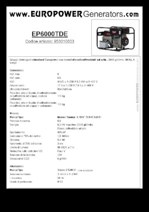 Groupes électrogènes à diesel Europower EP6000TDE (S)