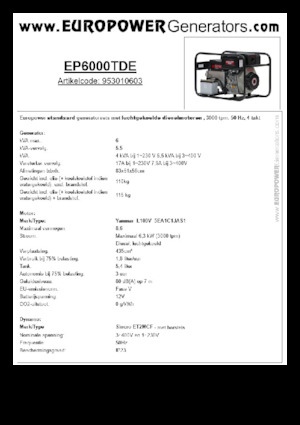 Groupes électrogènes à diesel Europower EP6000TDE (S)