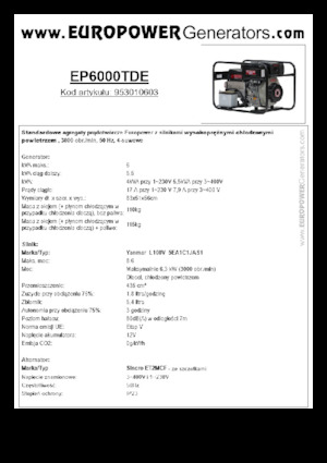 Groupes électrogènes à diesel Europower EP6000TDE (S)