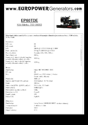 Groupes électrogènes à diesel Europower EP60TDE (LS)