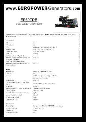 Groupes électrogènes à diesel Europower EP60TDE (LS)