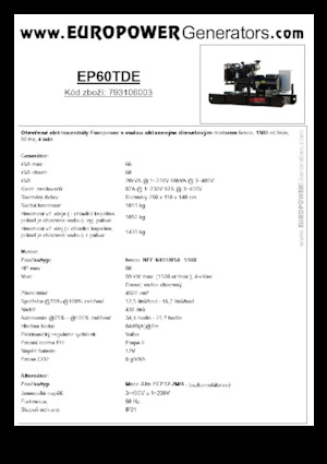 Groupes électrogènes à diesel Europower EP60TDE (MA)