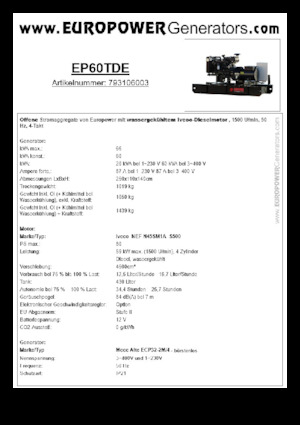 Groupes électrogènes à diesel Europower EP60TDE (MA)