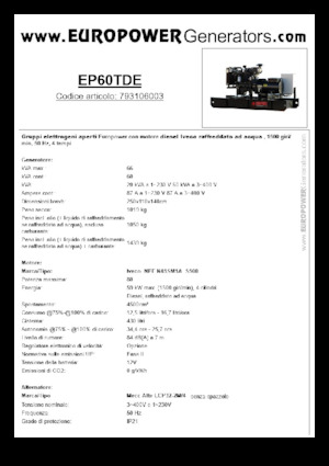 Groupes électrogènes à diesel Europower EP60TDE (MA)