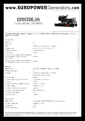 Groupes électrogènes à diesel Europower EP60TDE-3A (LS)