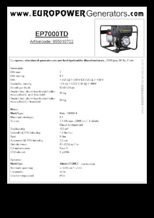 Groupes électrogènes à diesel Europower EP7000TD (S)