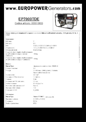 Groupes électrogènes à diesel Europower EP7000TDE (S)