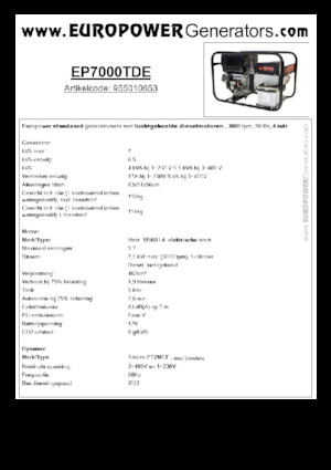 Groupes électrogènes à diesel Europower EP7000TDE (S)