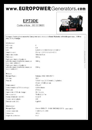 Groupes électrogènes à diesel Europower EP73DE (S)