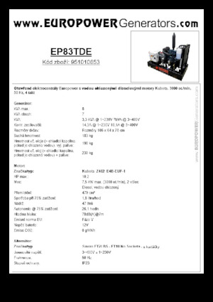Groupes électrogènes à diesel Europower EP83TDE (S)