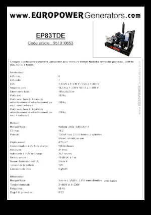 Groupes électrogènes à diesel Europower EP83TDE (S)