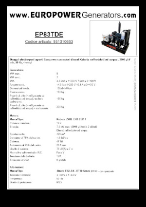 Groupes électrogènes à diesel Europower EP83TDE (S)