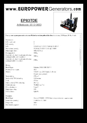 Groupes électrogènes à diesel Europower EP83TDE (S)