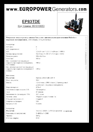 Groupes électrogènes à diesel Europower EP83TDE (S)
