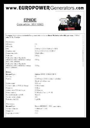 Groupes électrogènes à diesel Europower EP8DE (S)