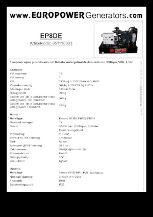 Groupes électrogènes à diesel Europower EP8DE (S)