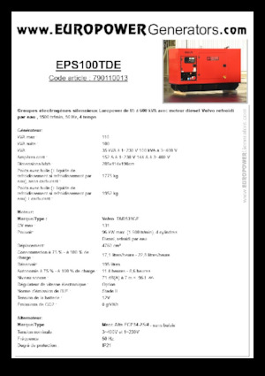 Groupes électrogènes à diesel Europower EPS100TDE (MA)